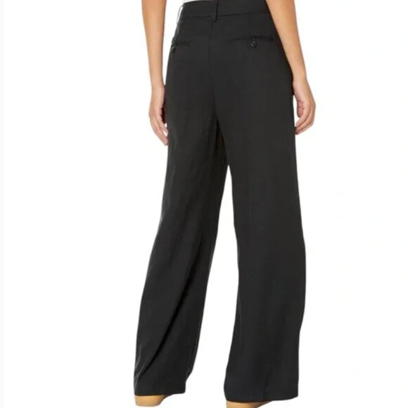 Madewell The Petite Harlow Wide-Leg Pant in Black Linen Blend - Picture 2 of 14